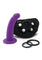 Together Toys Tilt Silicone 6.5in Dildo and Harness - Black/Purple - Set