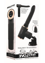 Too Hot to Handle Rechargeable Silicone Thrusting Vibrator with Suction Cup - Black/Rose Gold