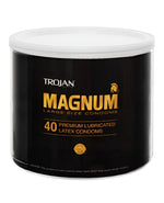 Condones de látex lubricados Trojan Magnum 40 Premium, tamaño grande