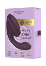 Womanizer Next Duo Rechargeable Silicone Dual G-Spot and Clitoral Stimulator - Dark - Purple